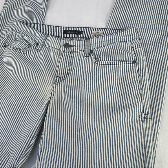 Level 99 Lily Skinny Straight Jeans Blue & white Railroad Stripe Women’s Size 28 - Picture 5 of 15